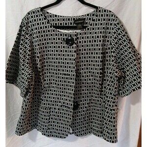 Lane Bryant Black And White Circle Print Blazer/ Jacket  Front Buttons  WM-24